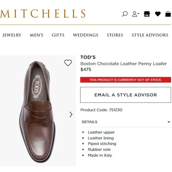 Tod's Italy Brown Leather Penny Loafers Mens size 9 Dress Shoes Driving Slip-ons - Picture 11 of 13